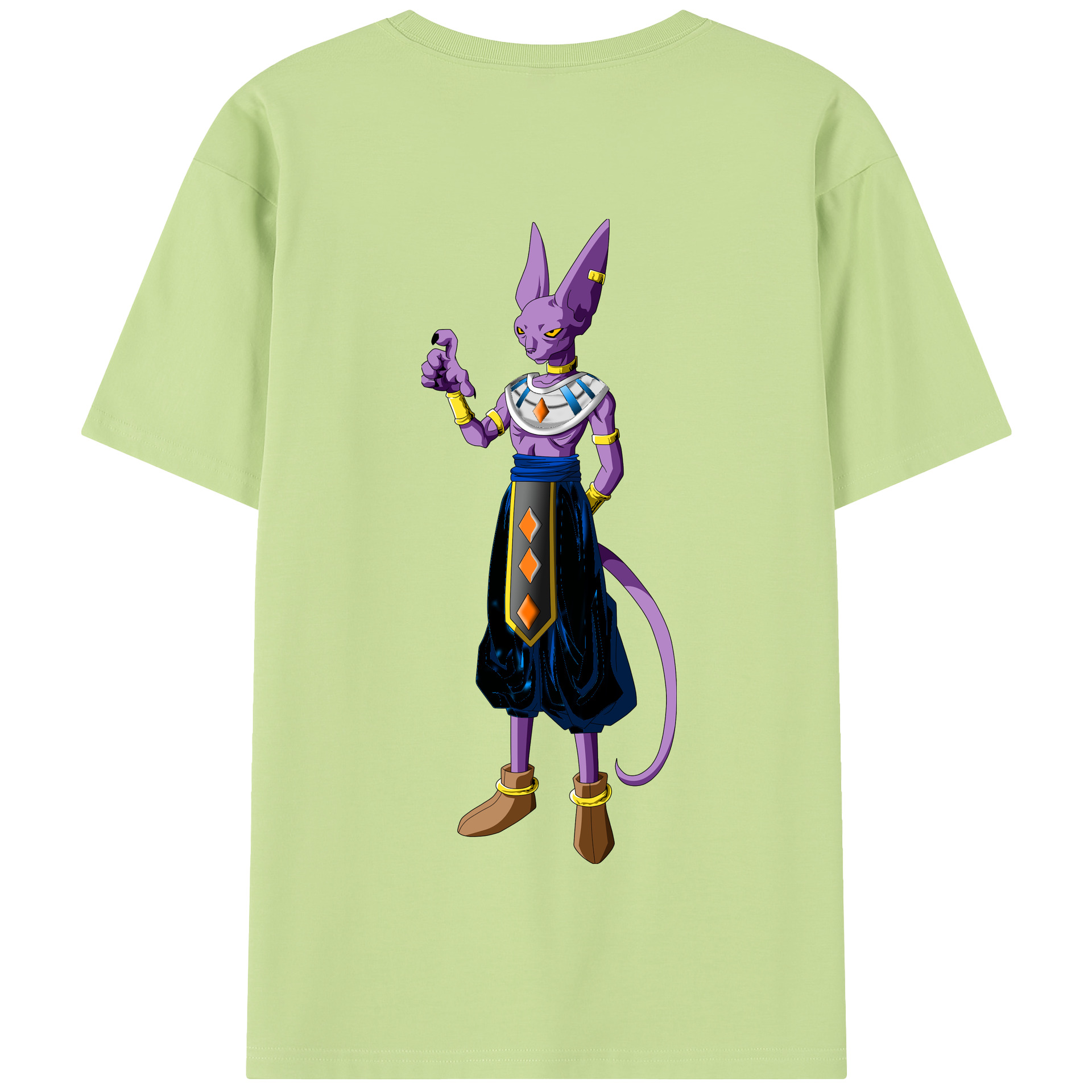 （画像用） ドラゴンボール ビルス 破壊神ビルス DRAGON BALL Beerus Birusu 綿100％半袖Tシャツ（背面プリント）
